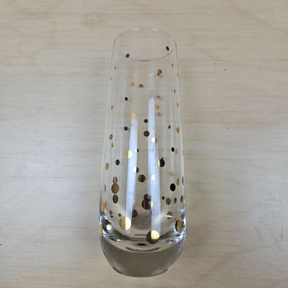 4 Vintage Mid Century Champagne Flute Gold Blown Glass Clear Stemless Contempora - Picture 4 of 8